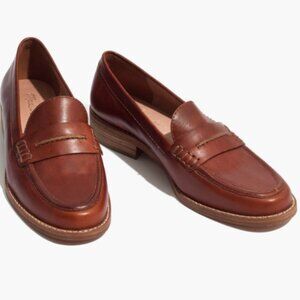 Madewell Elinor Brown Leather Penny Loafers Flats Size 9.5
